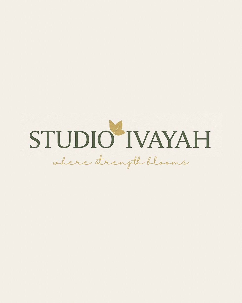Studio Ivayah logo with the words where strength blooms